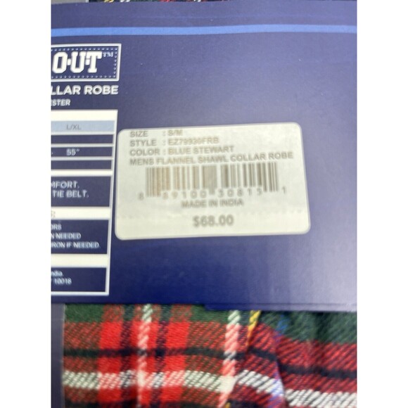 Bottoms Out Flannel Shawl Collar Robe Men’s Small Medium NWT - Picture 7 of 10